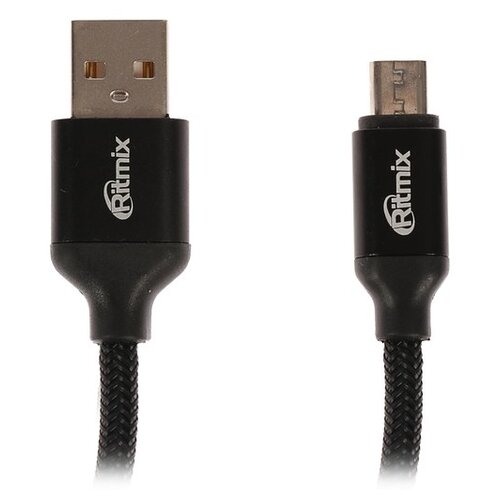 Кабель Ritmix RCC-411 micro USB-USB для синхр/зарядки нейлоновая оплетка 1 м черный 2819669