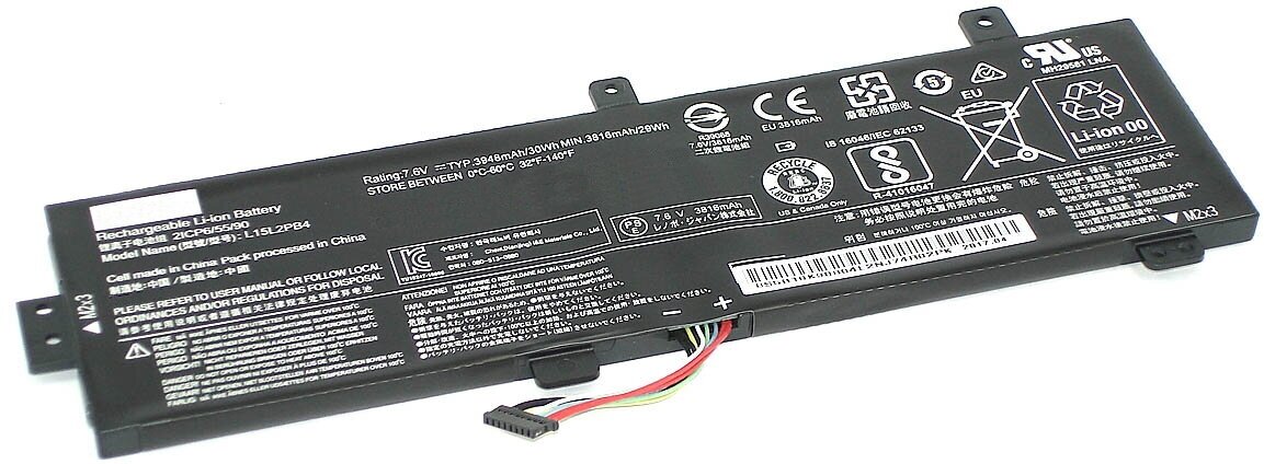 Аккумулятор L15L2PB4 для ноутбука Lenovo 310-15A 7.6V 30Wh (3940mAh) черный