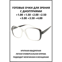 Очки готовые пластиковые с диоптриями +1.50 корригирующие зрения и чтения мужские, женские KIND