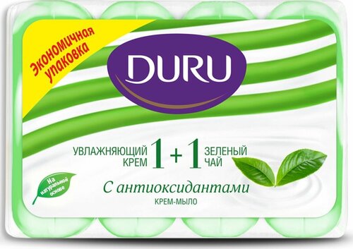 Крем-мыло твердое Duru зелёный чай + увлажняющий крем, 4 шт