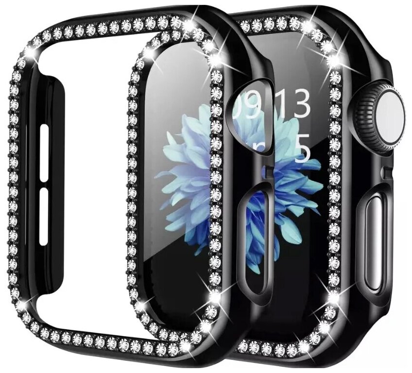 Защитный противоударный чехол со стразами для корпуса Apple Watch Series 7/8 - 45 мм