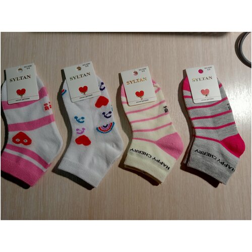 Носки для девочки разноцветные,4пары,размер10-12