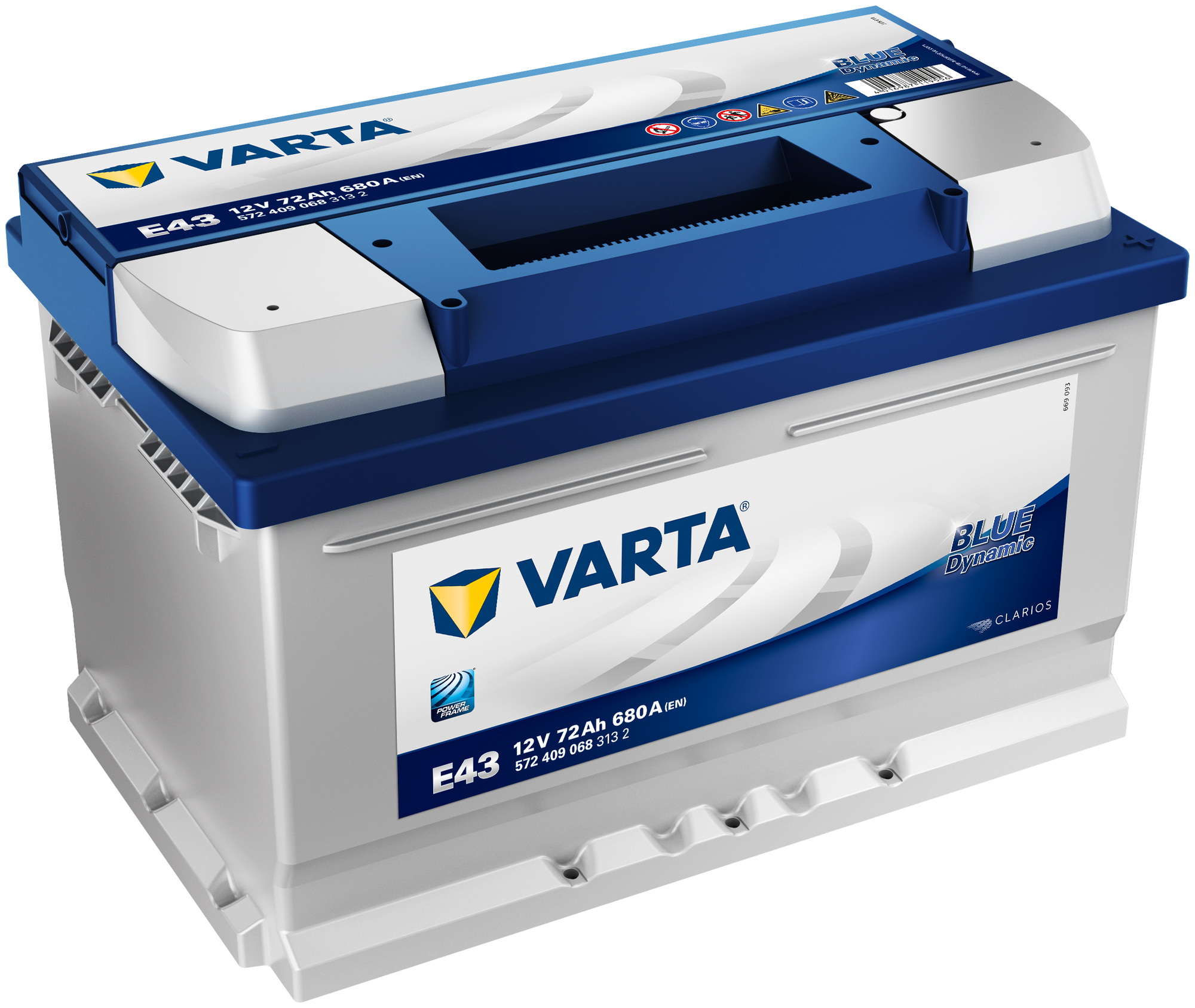 Аккумулятор VARTA E43 Blue Dynamic 572 409 068, 278x175x175, обратная полярность, 72 Ач