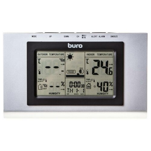 Метеостанция Buro H127G, серебристый / черный цифровая метеостанция buro h117ab серебристый