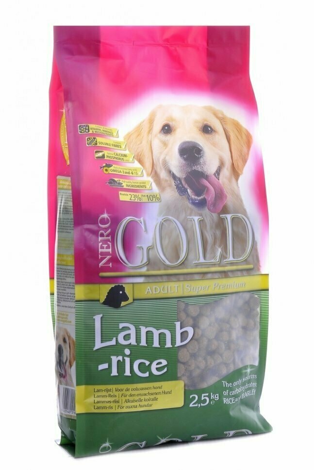 Сухой корм Nero Gold super premium для собак с ягненком и рисом (Adult Lamb&Rice 23/10) адаптированный состав