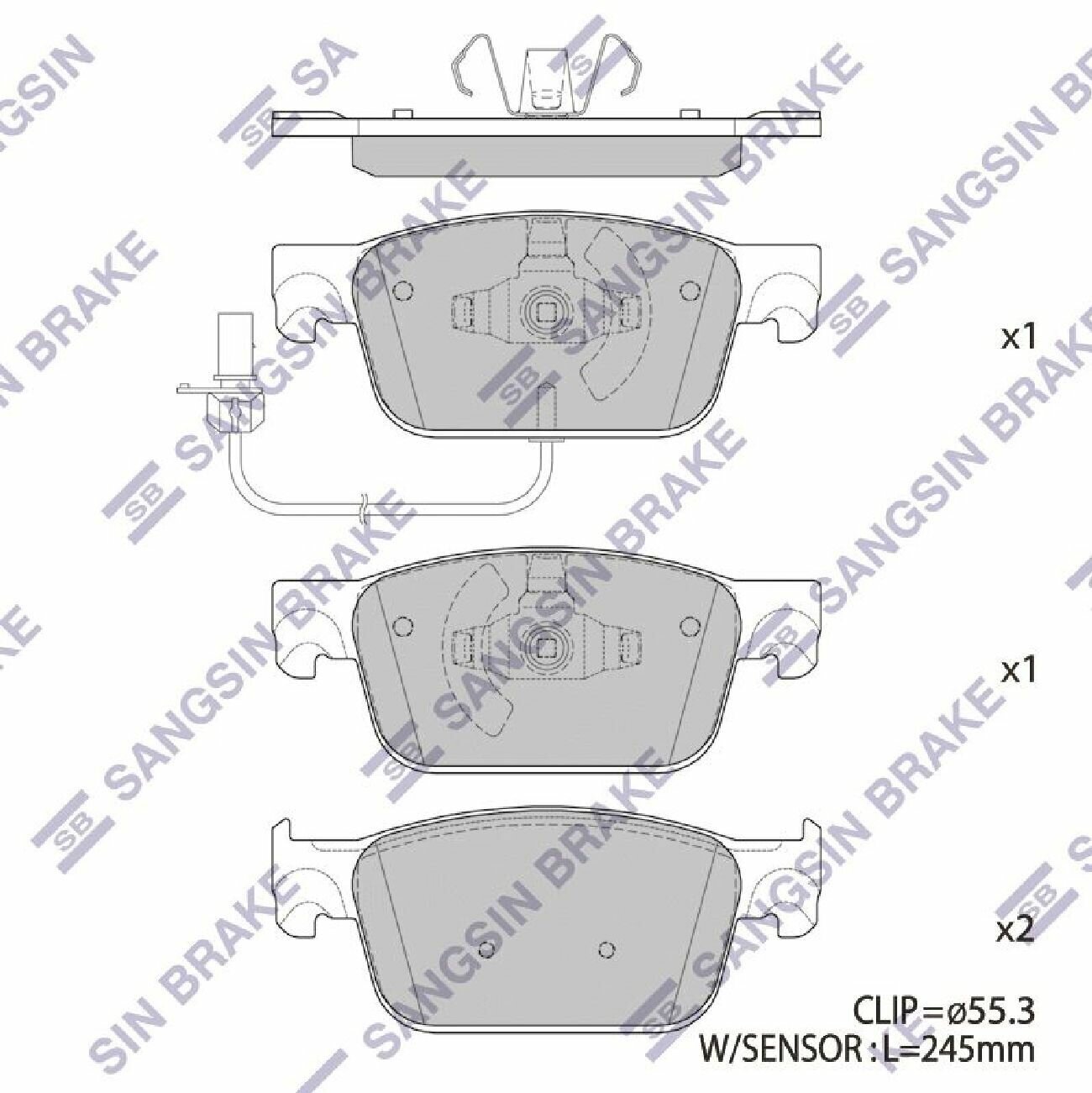 Колодки тормозные дисковые - передние / для Ауди / AUDI A4 15-A5 16- / SANGSIN BRAKE / арт. SP4134