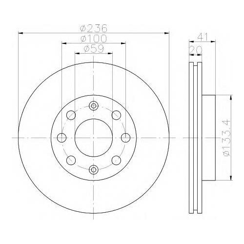 Передний тормозной диск behr-hella 8DD355111341