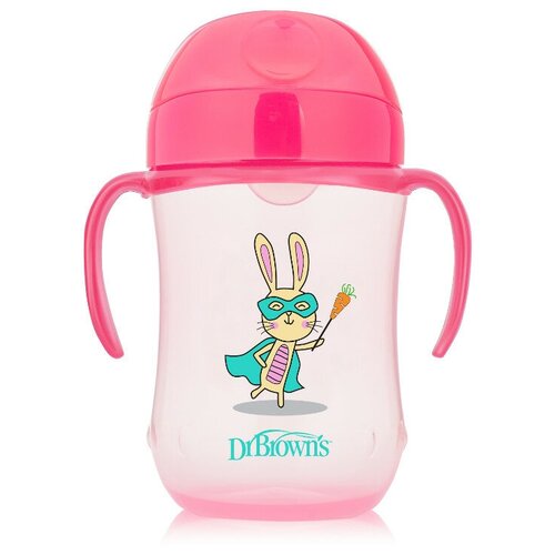 Поильник-непроливайка Dr. Brown's Soft-Spout Toddler Cup TC91024/TC91025, 270 мл розовый супергерой