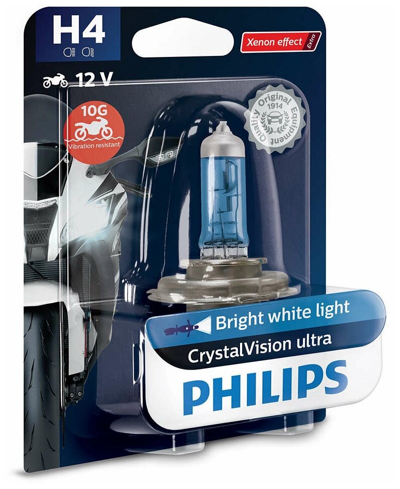 PHILIPS лампа H4 (60/55W) P43T-38 CRYSTALVISION ULTRA 12V 12342CVU BW 22148330 12342CVUBW, 1шт