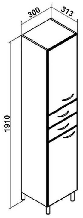 Пенал Runo Эконом 30х190 левый, белый (00000000123)