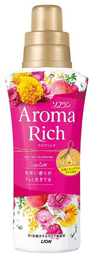 Кондиционер для белья Lion Aroma Rich Scarlett с богатым ароматом натуральных масел, 520 мл