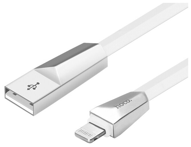 USB кабель HOCO X4 Zinc Alloy Rhombus Lightning 8-pin, 2.4А, 1.2м, TPE (белый)