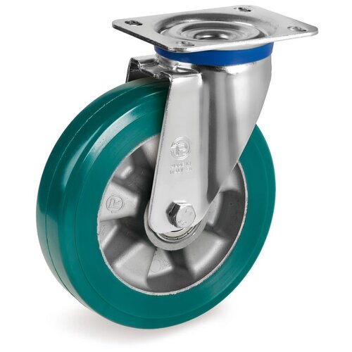 фото Колесо tellure rota 624504 большегрузное поворотное, диаметр 160мм, грузоподъемность 500кг, полиуретан tr- roll, алюминий