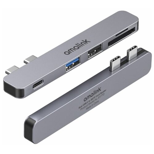 Адаптер переходник для Macbook Pro /Air - концентратор для макбука Amalink AL-9177D Dual Type-C / USB-C 2.0 3.0 Converter