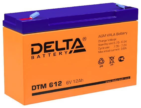 Аккумуляторная батарея DELTA Battery DTM 612 6В 12 А·ч