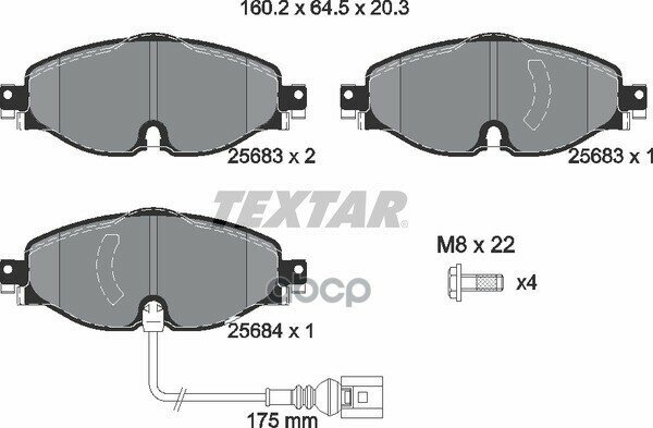 Колодки Тормозные Передние Volkswagen Golf Vii 12 /Passat В8 Textar арт. 2568301