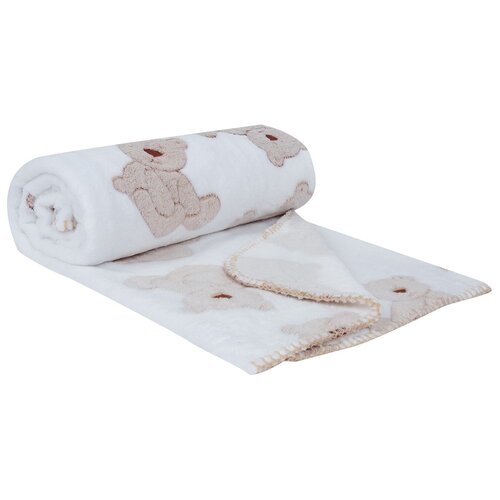 фото Плед baby nice velsoft 3d бежевые мишки, 100 х 150 см, белый/коричневый