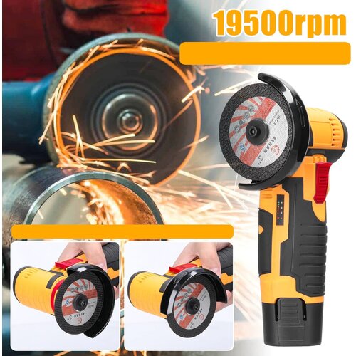 Аккумуляторная мини болгарка инток 50076 c АКБ-2шт 15 Ah 12V Li-ion пильные диски-2шт и зарядное 2730₽