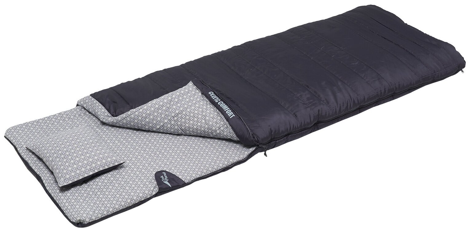 Спальный мешок TREK PLANET Celtic Comfort, с подушкой, правая молния, цвет: антрацит