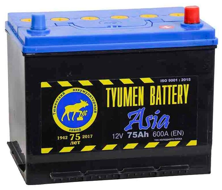 Аккумулятор автомобильный TYUMEN BATTERY ASIA 75 А/ч 630 А обр. пол. Азия авто (266х172х220) с бортиком