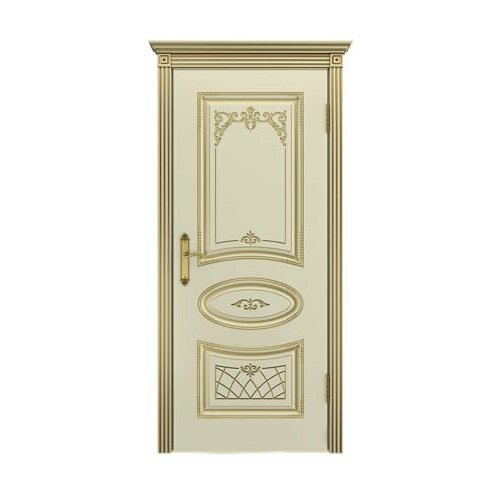Ульяновские двери, Ария В-3 ДГ, Эмаль слоновая кость патина золото (артикул: 160590) 2000*700.Комплект (полотно,коробка,наличник)
