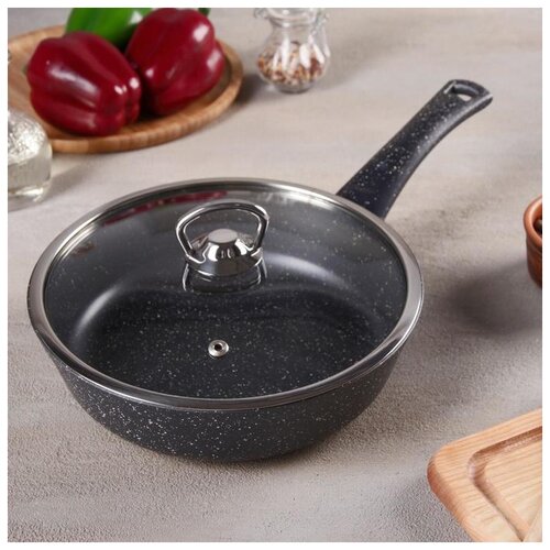 фото Сковорода 24 см титан & гранит (черный), индукционное дно, стекл. кр, ап 5434924 маруся
