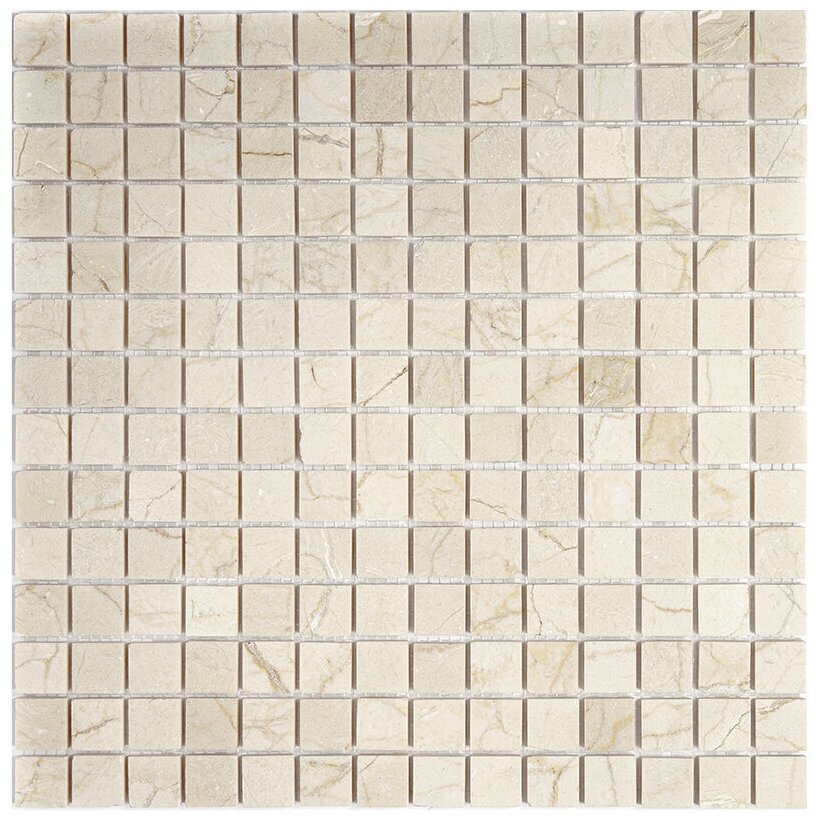 Мраморная мозаика Natural Mosaic 7M025-20P-(Crema-Marfil) бежевый светлый квадрат глянцевый