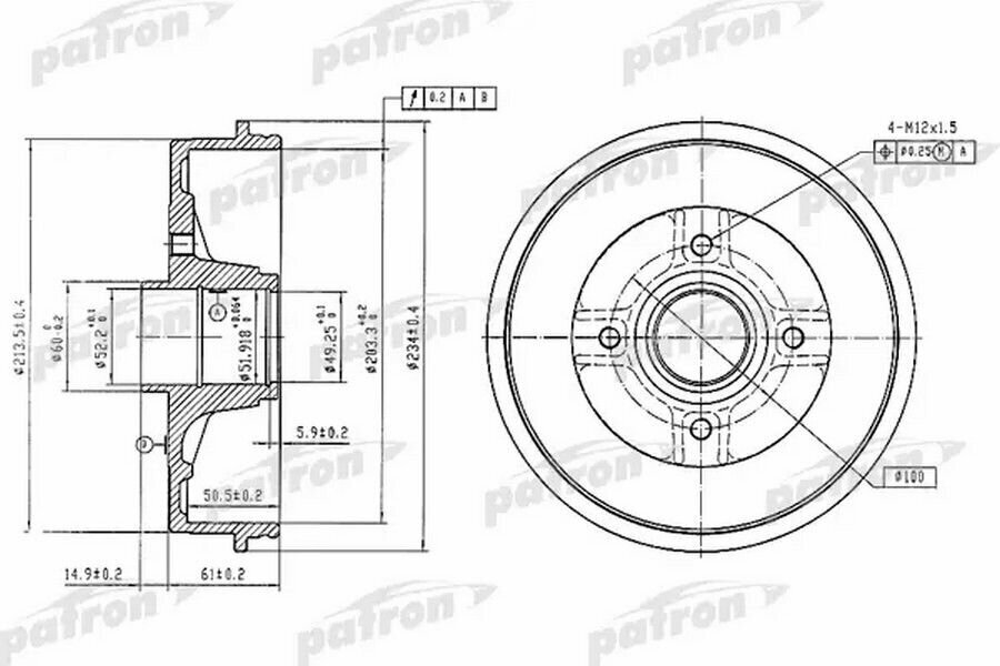 Барабан тормозной Patron PDR1347