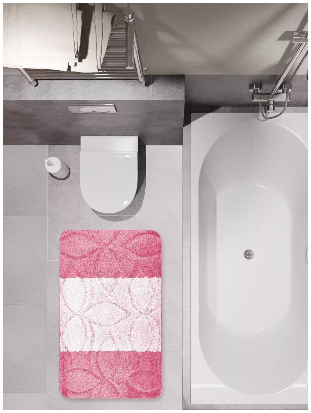 Набор из 2 ковриков для ванной и туалета MAST, Розовые лепестки, 50х80 см - фотография № 4