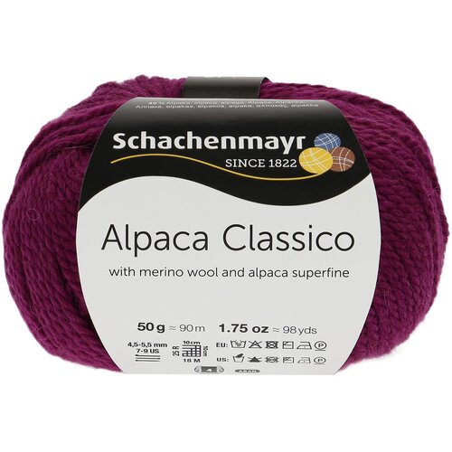 Пряжа Schachenmayr Alpaca Classico, 60 % шерсть, 40 % альпака, 50 г, 90 м, 1 шт., 00045 fuchsia 90 м