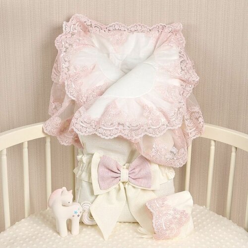 Летний конверт на выписку новорожденного из роддома с поясом и чепчиком, детский выписной конверт-одеяло 