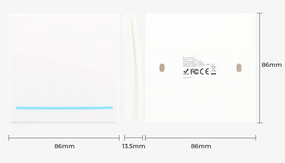 Беспроводной выключатель 2-канальный RF 433Mhz белый, RF2W - фотография № 4