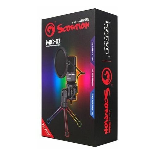 Микрофон игровой MARVO MIC-03 проводной 15 метра USB чёрный 1020 399900₽