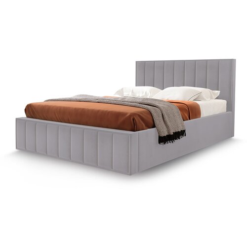 Кровать 140х200 двуспальная Karla ортопедическая полная комплектация Люкс серый 38500₽