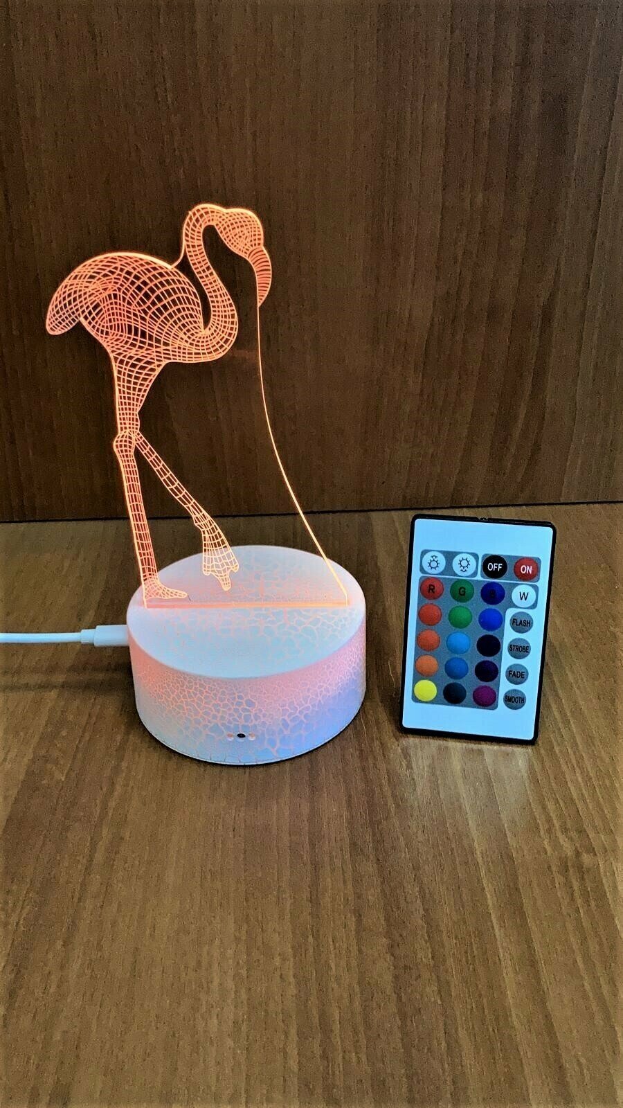 3D Светильник с пультом " Фламинго " №23