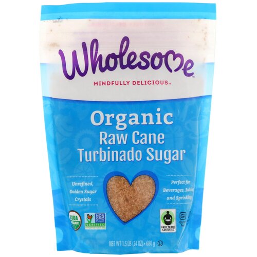 Сахар Wholesome! Organic Raw Cane Turbinado Sugar Турбинадо органический тростниковый сахар-песок, 680 г