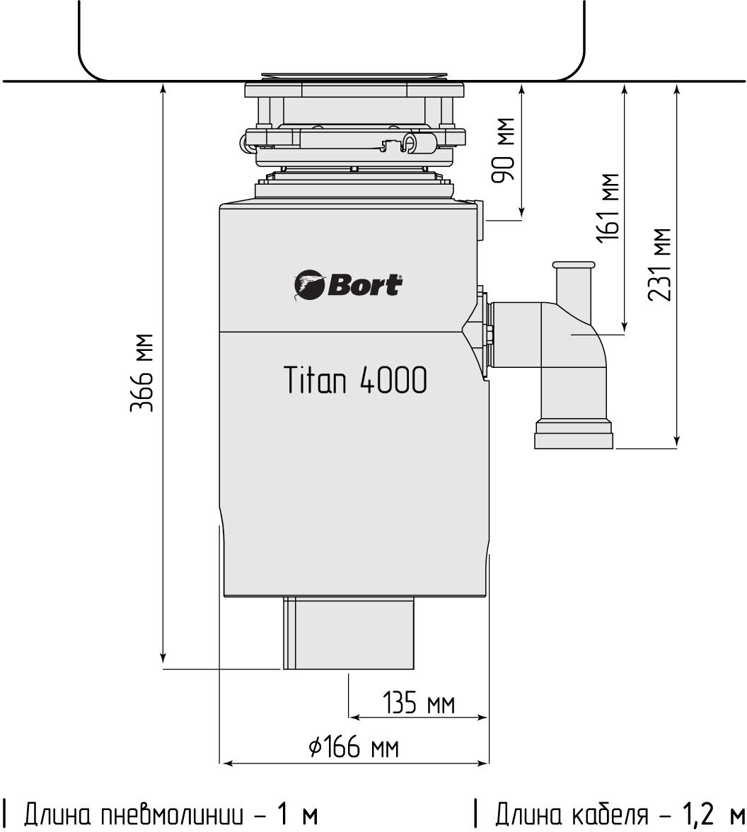 Измельчитель пищевых отходов Bort TITAN 4000