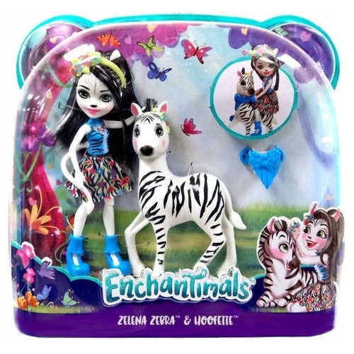 Enchantimals Зелена Зебра и ее друг Хуфитт FKY72 FKY75, Enchantimals, Mattel.