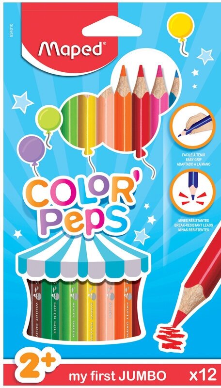 Карандаши цветные COLOR'PEPS MAXI, 12 цветов, треугольные (834010) - фото №8