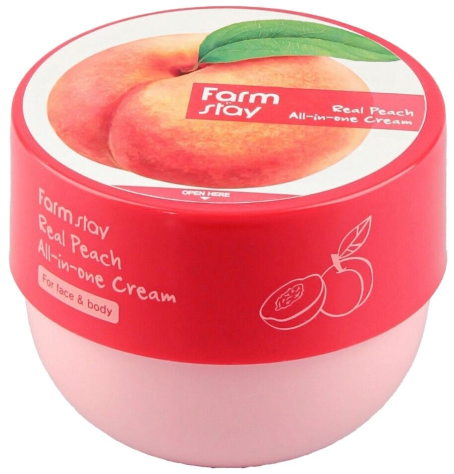 Многофункциональный крем с экстрактом персика FarmStay Real Peach All-in-one Cream, 300ml - фото №10