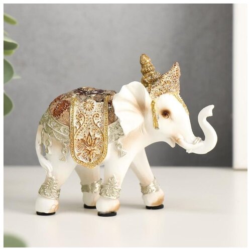фото Сувенир полистоун "белый слон махараджи в богатой попоне" 8,5х10х3,7 см 3676938 сима-ленд
