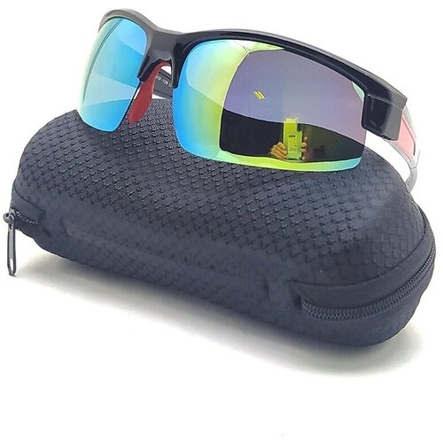 фото Солнцезащитные очки paul rolf, квадратные, оправа: пластик, спортивные, поляризационные, черный