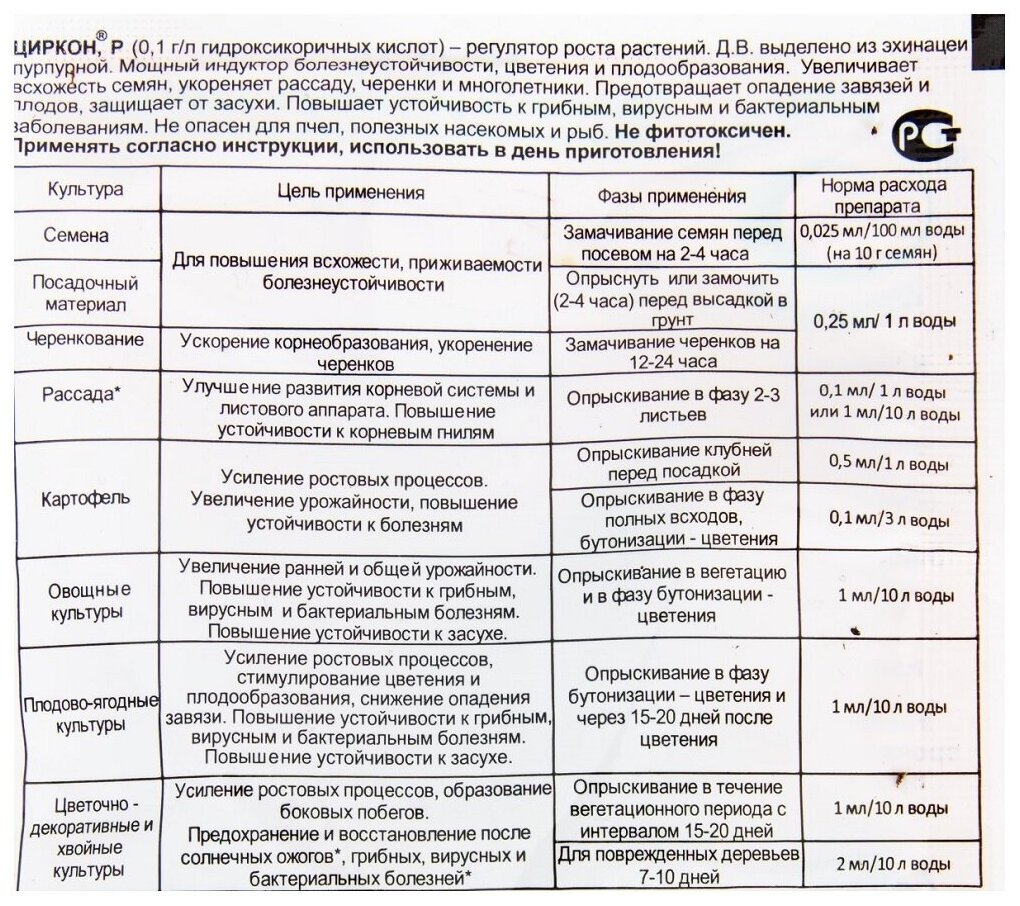 Стимулятор роста Циркон 1 мл. - фотография № 6