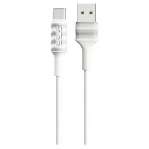 Кабель Borofone BX1, Type-C - USB, 3 А, 1 м, PVC оплётка, белый