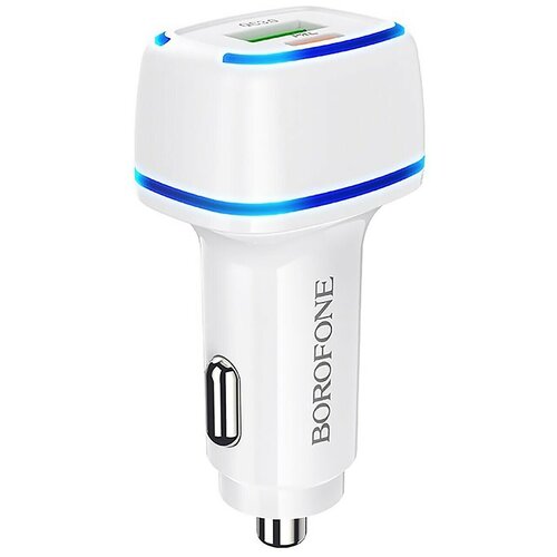 АЗУ USB + Type-C BOROFONE BZ14A Mercury dual port PD 20W + QC3.0 car charger белый