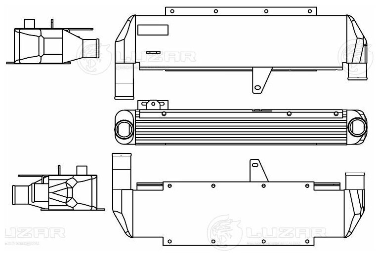 ОНВ (радиатор интеркулера) для спецтехники Komatsu WB93R/S-5E0; WB97S-5E0 (06-) с дв. S4D104E3 (LRIC 3101) Luzar