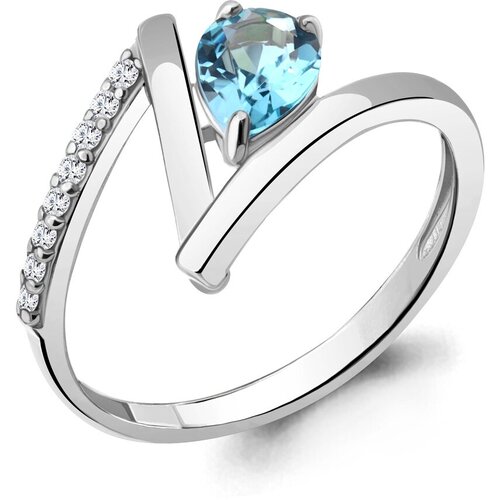 Кольцо Diamant online, серебро, 925 проба, топаз, фианит, размер 17.5