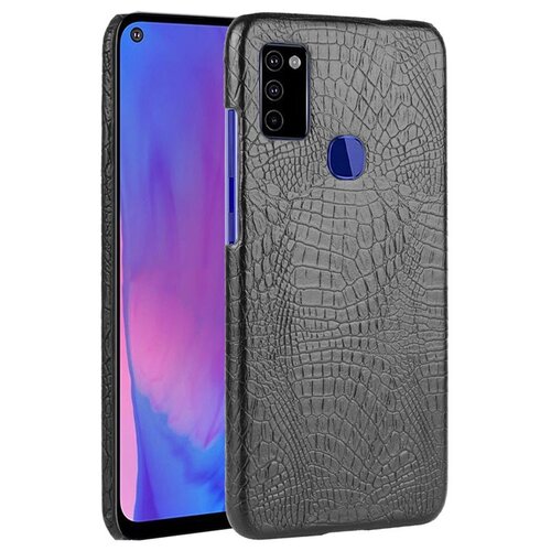 фото Чехол панель бампер mypads для samsung galaxy m51 (европейская версия) элегантный тонкий на пластиковой основе с дизайном под кожу крокодила черный