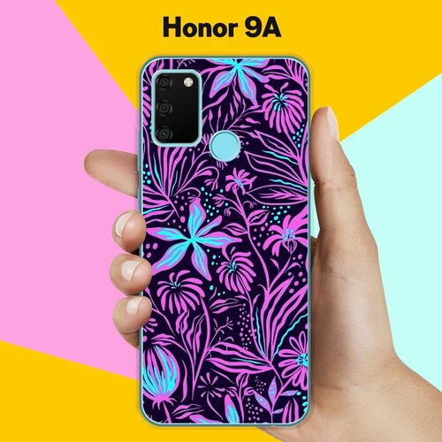 Силиконовый чехол на Honor 9A Фиолетовые цветы / для Хонор 9А силиконовый чехол фиолетовые цветы на honor 9a