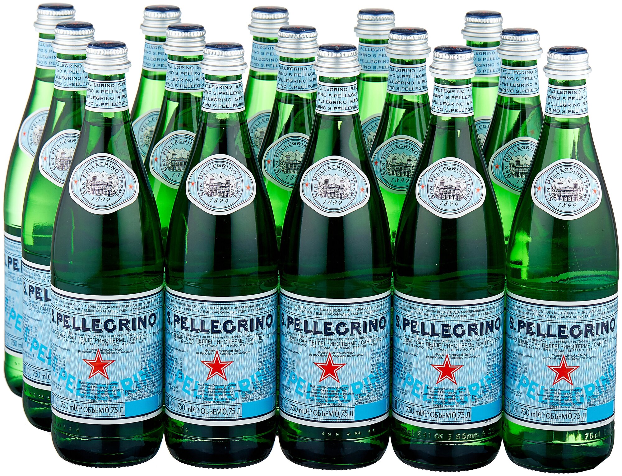 Минеральная вода газированная S.Pellegrino 0,75л стекло 15 шт